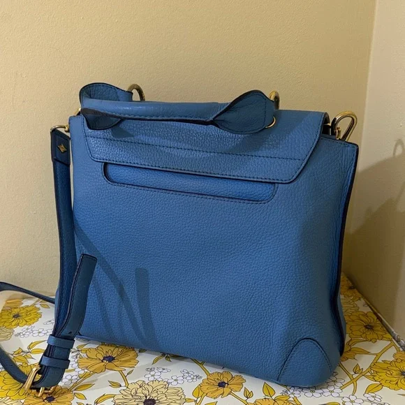 MCM Sky Blue Leather Authentic MCM Shoulder Bag MCM Crossbody MCM Handbag - Picture 3 of 16